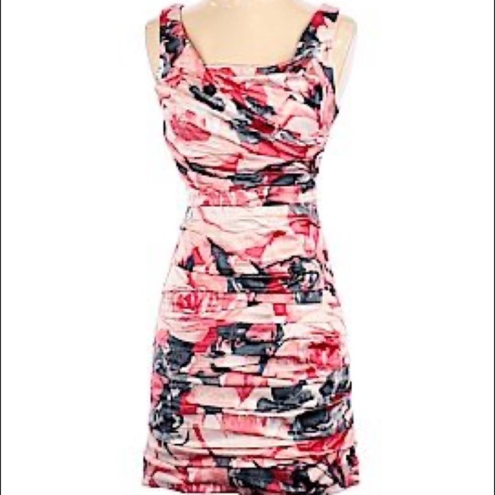 Express Pink Floral Ruched Mini Dress